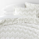 King Alps Chevron Light Gray Patterned Soft Duvet Cover Bed Set - Geometric Patterns