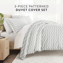 King Arrow Gray Patterned Soft Duvet Cover Bed Set - Geometric Patterns