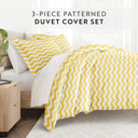 King Arrow Yellow Patterned Soft Duvet Cover Bed Set - Geometric Patterns