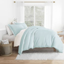 King Puffed Chevron Light Blue Patterned Soft Duvet Cover Bed Set - Geometric Patterns