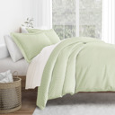 King Puffed Chevron Sage Patterned Soft Duvet Cover Bed Set - Geometric Patterns