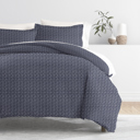 King Blue Diamond Navy Patterned Soft Duvet Cover Bed Set - Modern Elegance