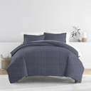 King Blue Diamond Navy Patterned Soft Duvet Cover Bed Set - Modern Elegance