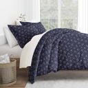 King Midnight Blossoms Navy Patterned Soft Duvet Cover Bed Set - Modern Elegance