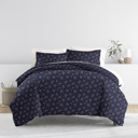 King Midnight Blossoms Navy Patterned Soft Duvet Cover Bed Set - Modern Elegance