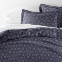 King Midnight Blossoms Navy Patterned Soft Duvet Cover Bed Set - Modern Elegance