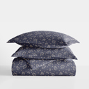 King Midnight Blossoms Navy Patterned Soft Duvet Cover Bed Set - Modern Elegance