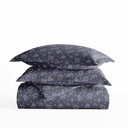 King Midnight Blossoms Navy Patterned Soft Duvet Cover Bed Set - Modern Elegance