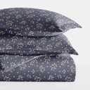 King Midnight Blossoms Navy Patterned Soft Duvet Cover Bed Set - Modern Elegance