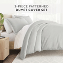 King Quatrefoil Gray Patterned Soft Duvet Cover Bed Set - Modern Elegance