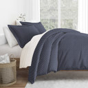 King Quatrefoil Navy Patterned Soft Duvet Cover Bed Set - Modern Elegance