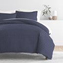 King Quatrefoil Navy Patterned Soft Duvet Cover Bed Set - Modern Elegance