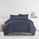 King Quatrefoil Navy Patterned Soft Duvet Cover Bed Set - Modern Elegance