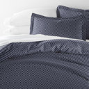 King Quatrefoil Navy Patterned Soft Duvet Cover Bed Set - Modern Elegance