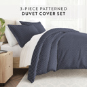 King Quatrefoil Navy Patterned Soft Duvet Cover Bed Set - Modern Elegance