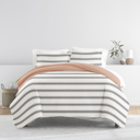 King Desert Stripe Rose Patterned Soft Duvet Cover Bed Set - Striped Patterns