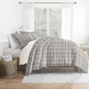 King Polka Dot Gray Patterned Soft Duvet Cover Bed Set - Striped Patterns