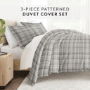 King Polka Dot Gray Patterned Soft Duvet Cover Bed Set - Striped Patterns