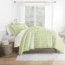 King Polka Dot Moss Patterned Soft Duvet Cover Bed Set - Striped Patterns