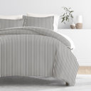 King Ribbon Gray Patterned Soft Duvet Cover Bed Set - Striped Patterns