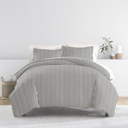 King Ribbon Gray Patterned Soft Duvet Cover Bed Set - Striped Patterns