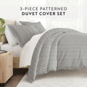 King Ribbon Gray Patterned Soft Duvet Cover Bed Set - Striped Patterns