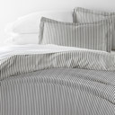 Queen Ribbon Gray Patterned Soft Duvet Cover Bed Set - Striped Patterns