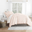 King Puffed Rugged Stripes Blush Patterned Soft Duvet Cover Bed Set - Striped Patterns