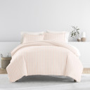 King Puffed Rugged Stripes Blush Patterned Soft Duvet Cover Bed Set - Striped Patterns