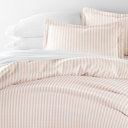 King Puffed Rugged Stripes Blush Patterned Soft Duvet Cover Bed Set - Striped Patterns