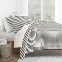 King Puffed Rugged Stripes Gray Patterned Soft Duvet Cover Bed Set - Striped Patterns