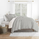 King Puffed Rugged Stripes Gray Patterned Soft Duvet Cover Bed Set - Striped Patterns