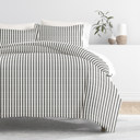 King Puffed Rugged Stripes Gray Patterned Soft Duvet Cover Bed Set - Striped Patterns