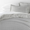 King Puffed Rugged Stripes Gray Patterned Soft Duvet Cover Bed Set - Striped Patterns