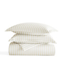 King Puffed Rugged Stripes Ivory Patterned Soft Duvet Cover Bed Set - Striped Patterns