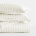 King Puffed Rugged Stripes Ivory Patterned Soft Duvet Cover Bed Set - Striped Patterns