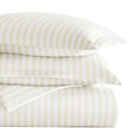 King Puffed Rugged Stripes Ivory Patterned Soft Duvet Cover Bed Set - Striped Patterns