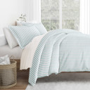 King Puffed Rugged Stripes Light Blue Patterned Soft Duvet Cover Bed Set - Striped Patterns