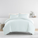 King Puffed Rugged Stripes Light Blue Patterned Soft Duvet Cover Bed Set - Striped Patterns