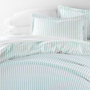 King Puffed Rugged Stripes Light Blue Patterned Soft Duvet Cover Bed Set - Striped Patterns