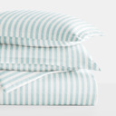 King Puffed Rugged Stripes Light Blue Patterned Soft Duvet Cover Bed Set - Striped Patterns