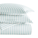 King Puffed Rugged Stripes Light Blue Patterned Soft Duvet Cover Bed Set - Striped Patterns