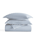 King Puffed Rugged Stripes Navy Patterned Soft Duvet Cover Bed Set - Striped Patterns