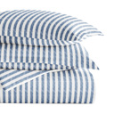 King Puffed Rugged Stripes Navy Patterned Soft Duvet Cover Bed Set - Striped Patterns