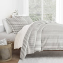 King Vertical Dreams Gray Patterned Soft Duvet Cover Bed Set - Striped Patterns