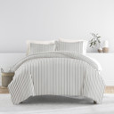 King Vertical Dreams Gray Patterned Soft Duvet Cover Bed Set - Striped Patterns