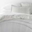 King Vertical Dreams Gray Patterned Soft Duvet Cover Bed Set - Striped Patterns