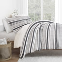 King Vintage Stripes Light Gray Patterned Soft Duvet Cover Bed Set - Striped Patterns