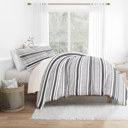 King Vintage Stripes Light Gray Patterned Soft Duvet Cover Bed Set - Striped Patterns