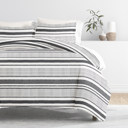 King Vintage Stripes Light Gray Patterned Soft Duvet Cover Bed Set - Striped Patterns